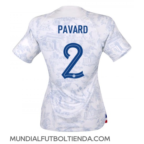 Camiseta Francia Benjamin Pavard #2 Segunda Equipación Replica Mundial 2022 para mujer mangas cortas